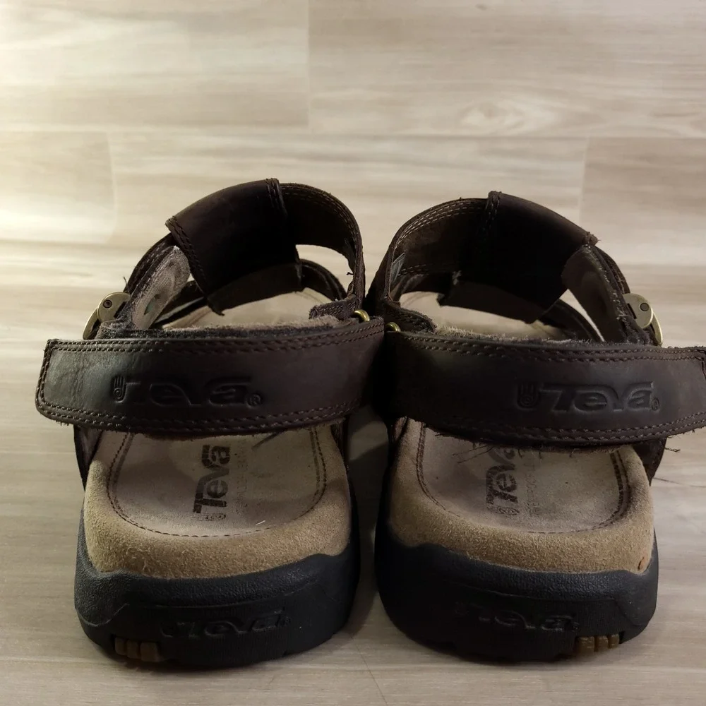 Teva Leather Fisherman Sandals Mens 11 Brown Waterproof ShocPad Strappy Hiking